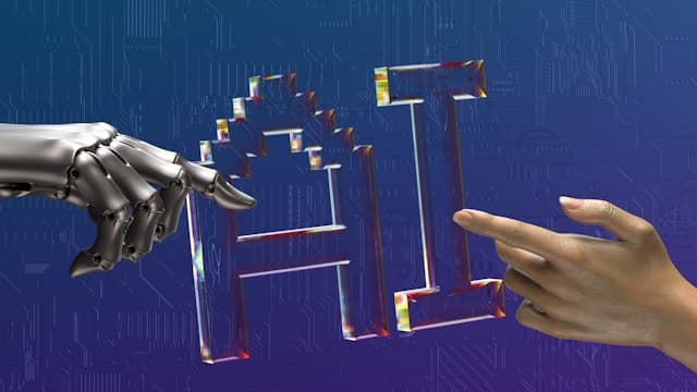 AI.jpg AIの文字を挟んでロボットの手と人の手が向き合う様子